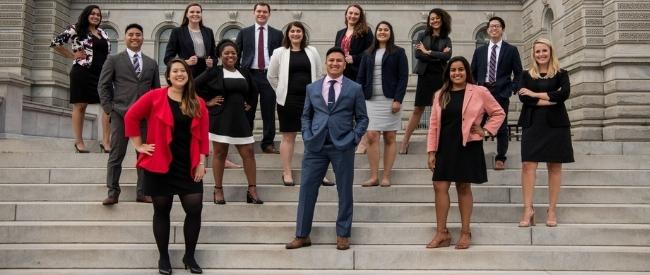 Washington College of Law at American University (students on steps)