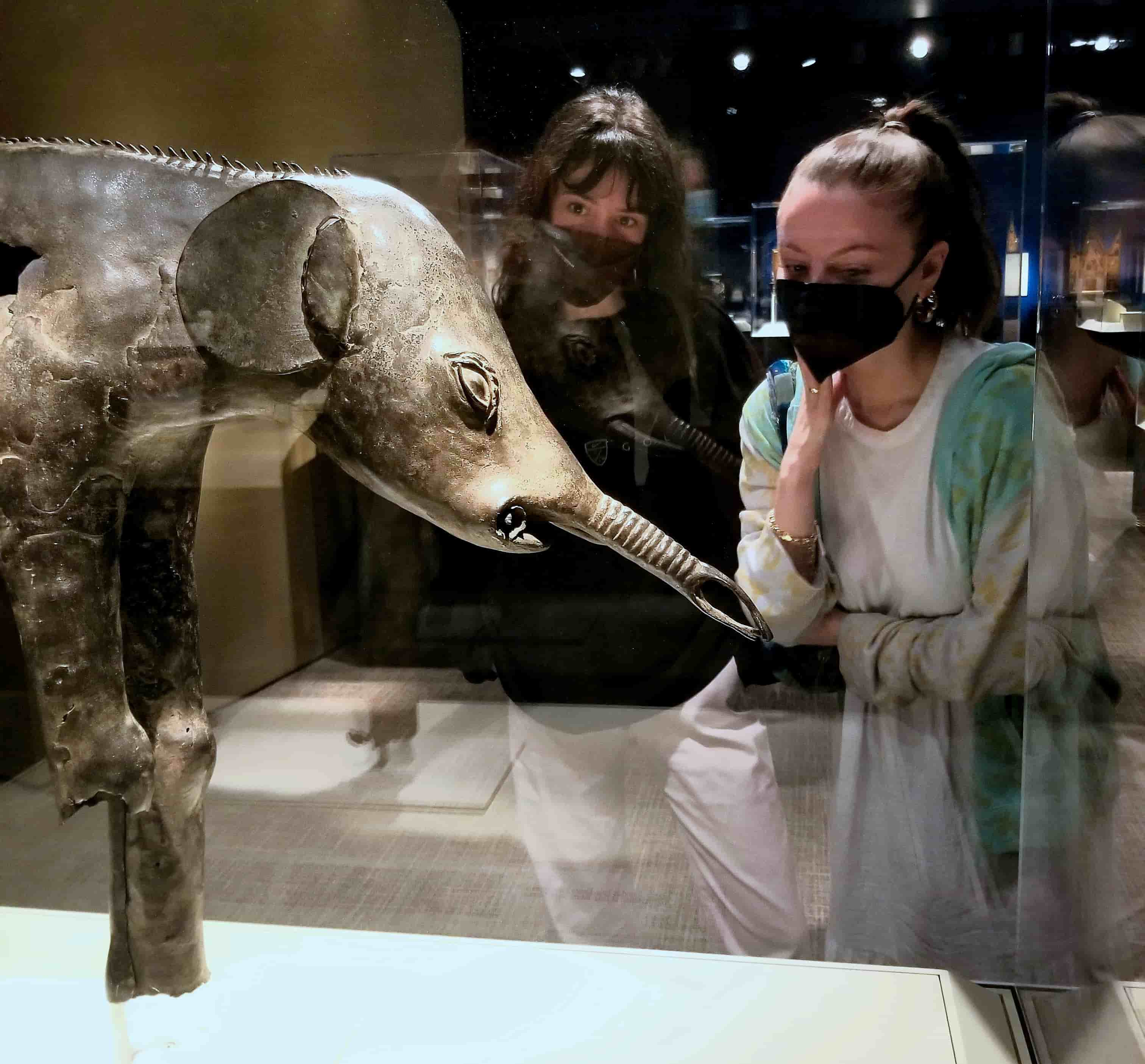 Students viewing object in museum