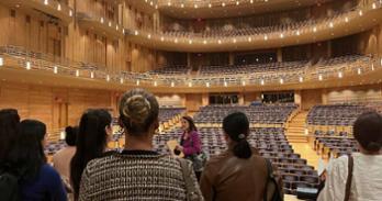 Students onstage during tour of the Strathmore