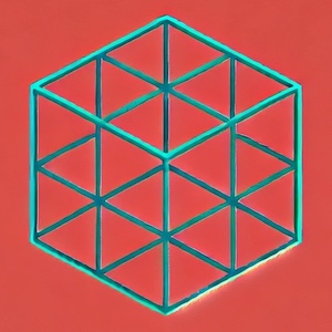 Illustration of transparent cube with teal edges