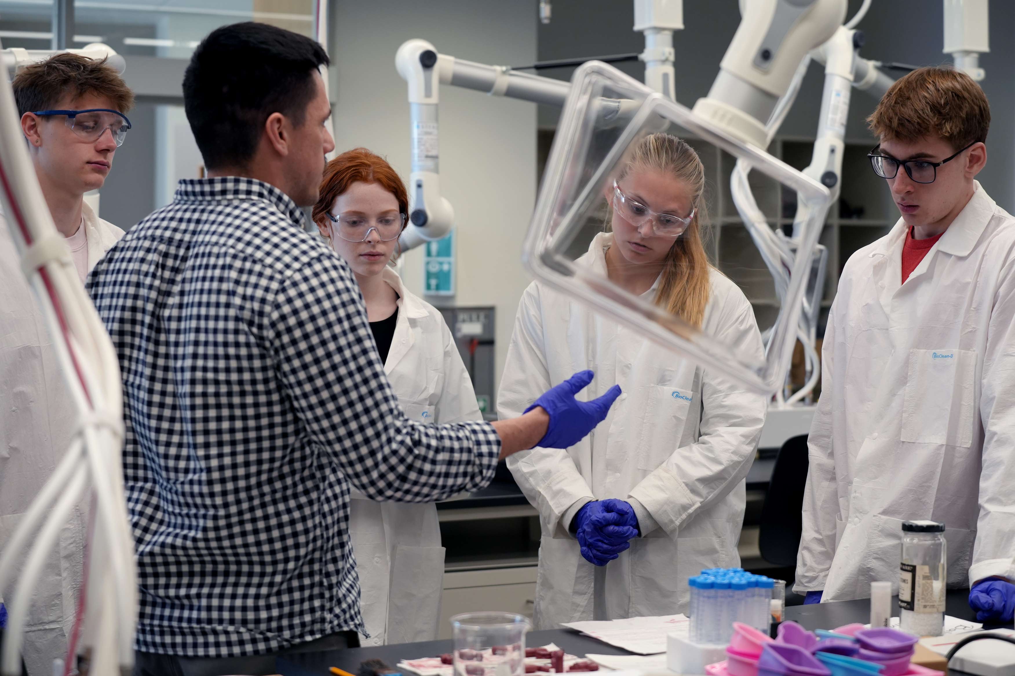 Students working in a lab.