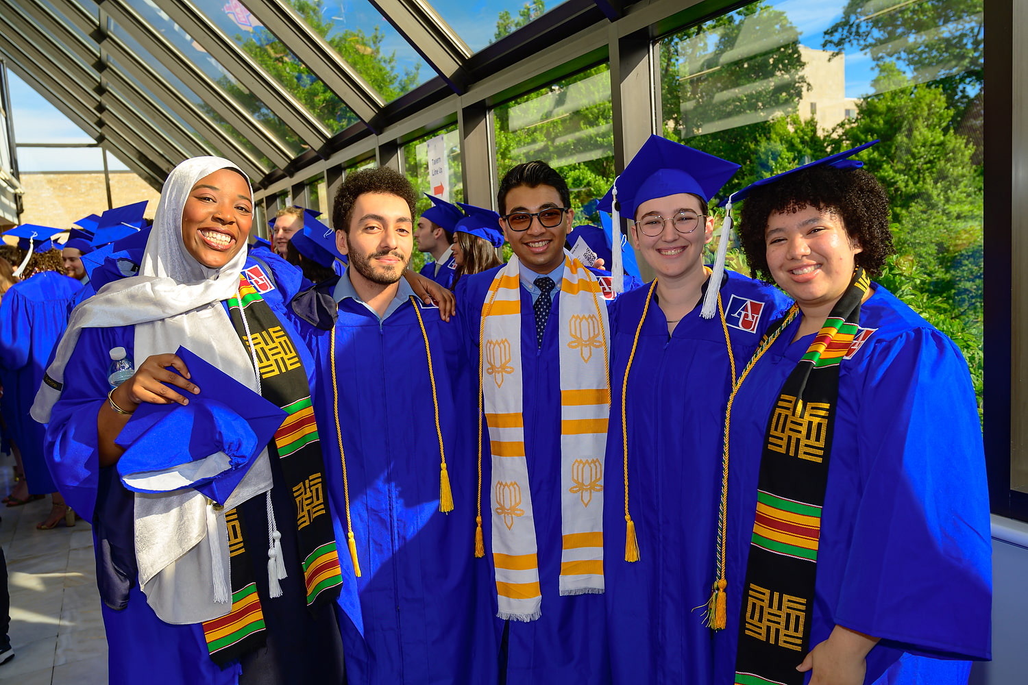 Students in regalia at graduation.