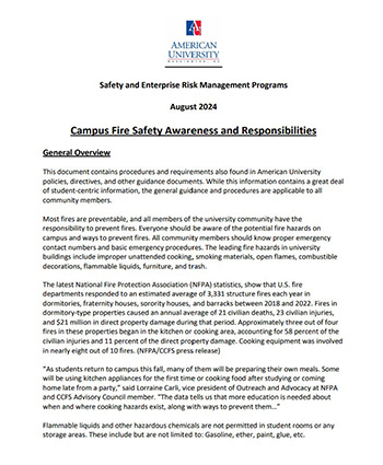 First page fire safety document
