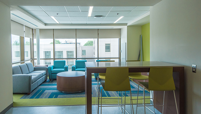 Residence hall lounge on East Campus Commons