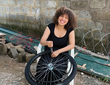 Faith Massey builds a wheelchair in Ghana