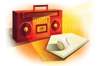 boombox and a baseball diamond