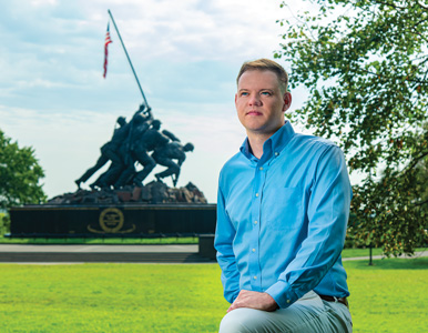 Will Hubbard at the Marine Corps memorial in DC