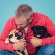 Jason Mollica and his dogs Giada and Pepper