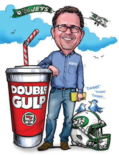 caricature of ESPN public editor Jim Brady