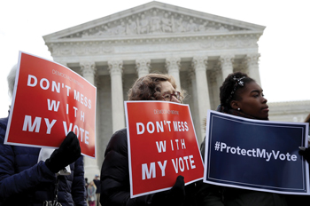 voting rights activists gather in front of the Supreme Courtg