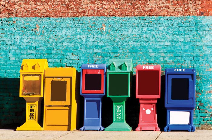 empty newspaper stands