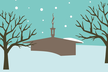 illustration of Kay Spiritual Life Center in the snow