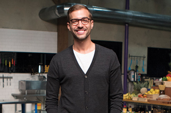 Jake Haelen on the set of the Food Network's Chopped in New York City