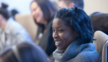 American University graduate student in class