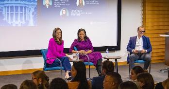 (R to L) CNN Vice President Antoine Sanfuentes with NBC's Kristen Welker and CNN's Kaitlan Collins