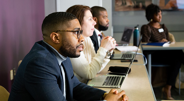 Students learning in a classroom