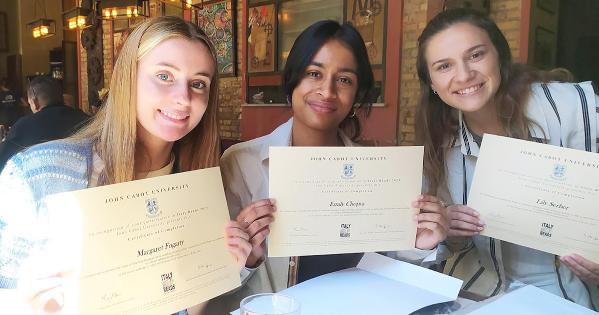 Lily Serber (right) with Margaret Fogarty (left) and Emily Chopra.