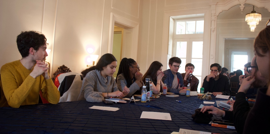 Students around a table