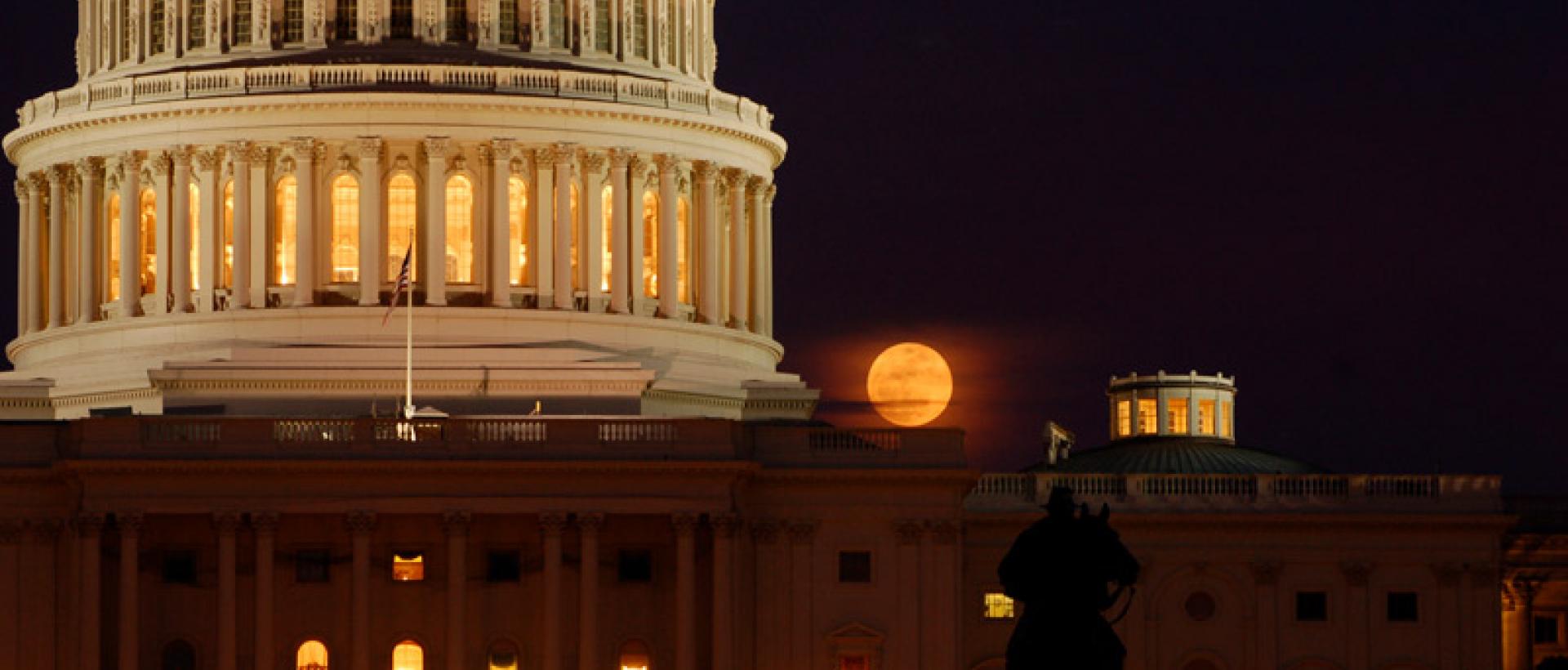 Capitol Building with full moon