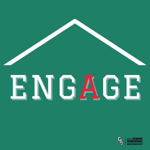 Engage Logo the word engage with a roof over it