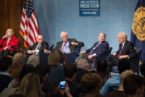 American University professor moderates journalist panel that covered JFK assassination, including Bob Schieffer, Jim Lehrer, Sid Davis, Marianne Means. 