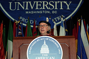 Barry Levison at the podium in 1999