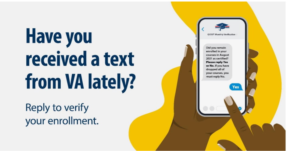 Have you received a text from VA lately? Reply to verify your enrollment