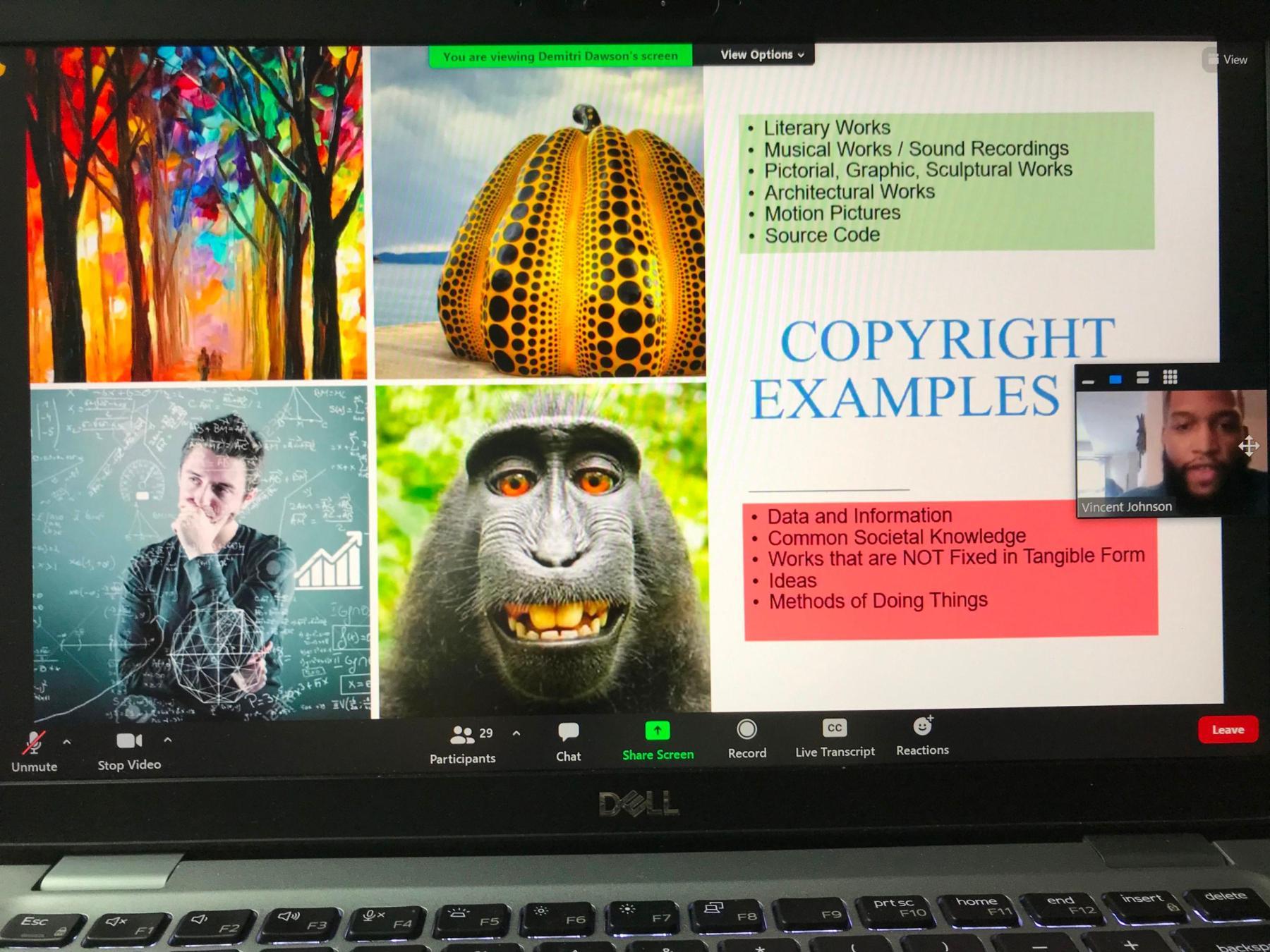 Slide showing examples of copyrighted works