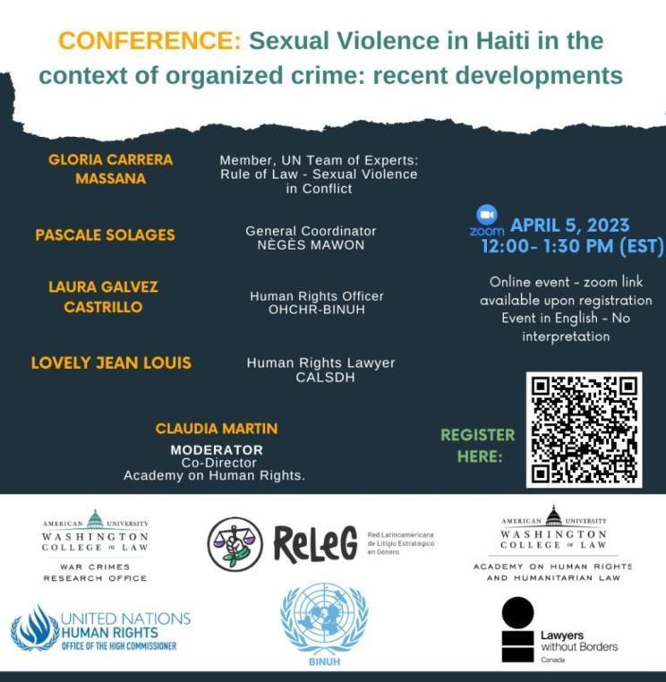 Conferencia titulada "Violencia sexual en el contexto de la delincuencia organizada en Haití: Últimos acontecimientos".